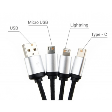 Logotrade promotional product picture of: 3in1 cable with enlighted logo for engraving, RXD-368