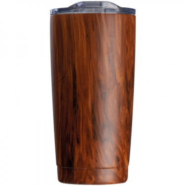 Logotrade corporate gift picture of: Stainless steel mug with wooden look COSTA RICA 550 ml