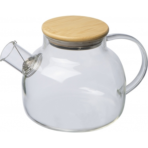 Logotrade promotional gift image of: Glass jug with bamboo lid FRANKFURT 1000ml