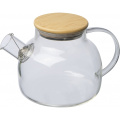 Glass jug with bamboo lid FRANKFURT 1000ml, transparent