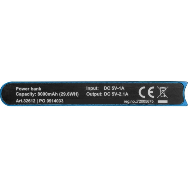 Logo trade promotional merchandise image of: Power bank 8 000 mAh WOLFSBERG