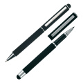 Writing set ballpoint pen & roller soft touch CLAUDIE, black