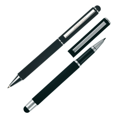 Logo trade promotional items picture of: Writing set ballpoint pen & roller soft touch CLAUDIE