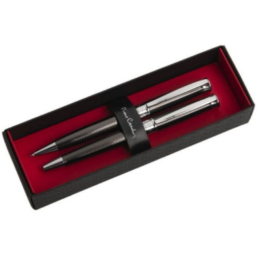 Logo trade promotional merchandise image of: Metal set of ballpoint pen and roller ROI