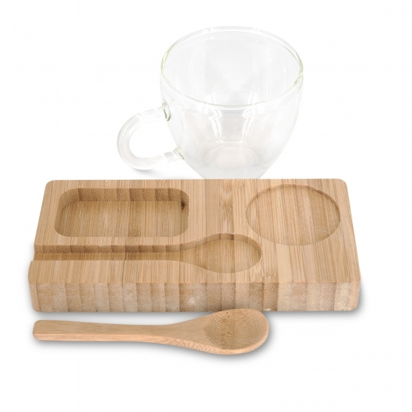 Logo trade promotional items picture of: Tray with cup and spoon FORMOSA 150 ml