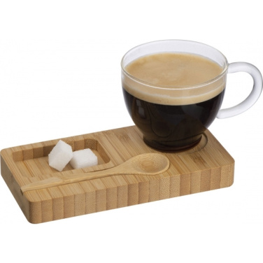 Logotrade promotional product image of: Tray with cup and spoon FORMOSA 150 ml