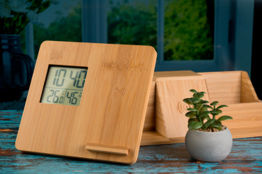 Logotrade promotional products photo of: Bamboo weather station GRANADA