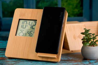 Logotrade promotional merchandise photo of: Bamboo weather station GRANADA