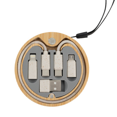 Logo trade promotional merchandise picture of: 4in1 cable in wooden case, LH-ZM01