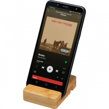 Logo trade promotional items picture of: Bamboo smartphone holder SAN SEBASTIAN