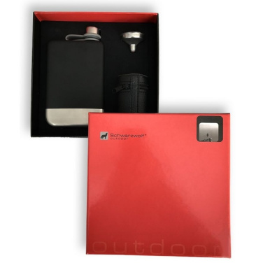 Logo trade promotional products picture of: Hip flask set TAHAT Schwarzwolf