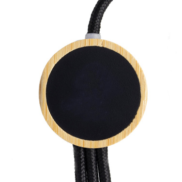 Logo trade promotional item photo of: 3-in-1 cable with elighted logo in a wooden casing, LH-ZMU06