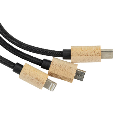 Logotrade corporate gifts photo of: 3-in-1 cable with elighted logo in a wooden casing, LH-ZMU06