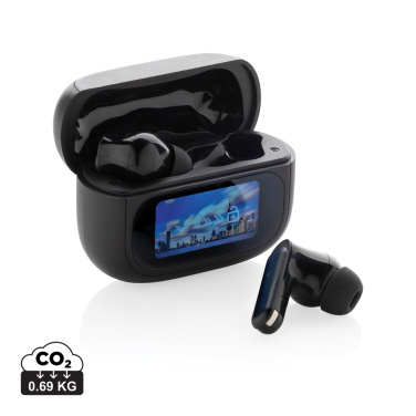 Logo trade promotional giveaways image of: Airtune RCS recycled plastic ANC earbuds with touch screen