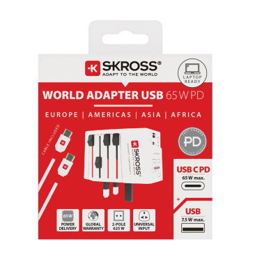 Logo trade promotional giveaways image of: SKROSS World Travel Adapter MUV 65W PD with USB C Cable