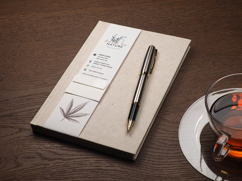 Logo trade promotional giveaways picture of: Recycled Hemp Notebook 209734300