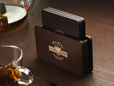 Logo trade promotional merchandise image of: Wooden box with 4 coasters 1871121