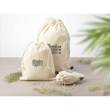 Logo trade advertising products picture of: Gift Pouch Natural GRS Recycled Cotton (150 g/m²) S