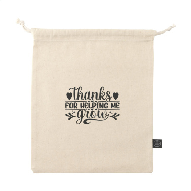 Logo trade promotional gifts picture of: Gift Pouch Natural GRS Recycled Cotton (150 g/m²) M