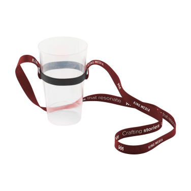 Logo trade business gifts image of: Lanyard Sublimation RPET 1.5 cm with Cup holder