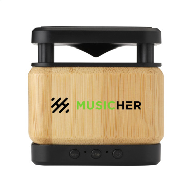 Logo trade advertising products picture of: Bamboo Block Speaker with wireless charger