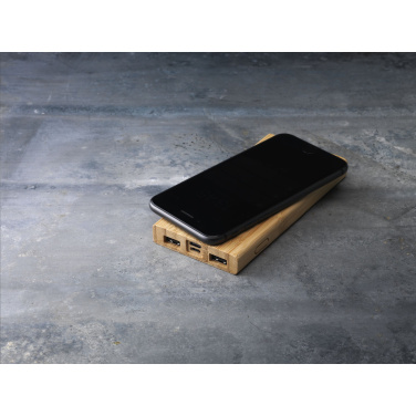 Logo trade promotional items image of: Bamboo 8000 Wireless Powerbank wireless charger