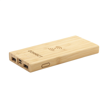 Logo trade corporate gifts picture of: Bamboo 8000 Wireless Powerbank wireless charger