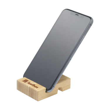 Logotrade promotional giveaway image of: Supporto Bamboo phone stand