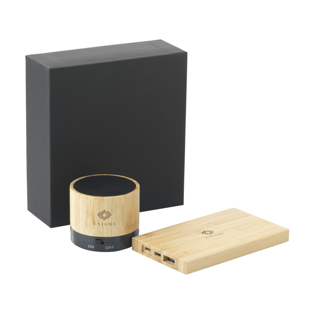 Logotrade promotional product image of: PowerBox Bamboo gift set