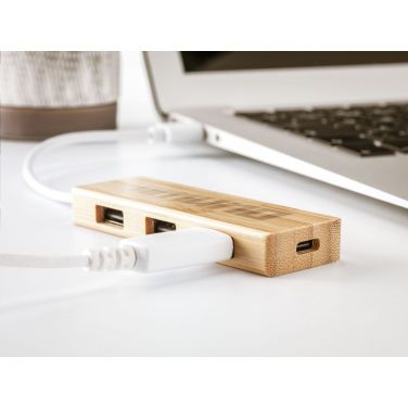 Logo trade promotional gifts image of: Bamboo USB Hub