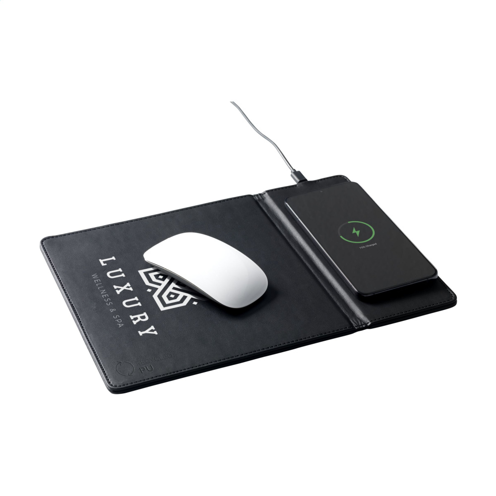 Logotrade promotional gift image of: RCS Recycled Wireless Charging Mousepad