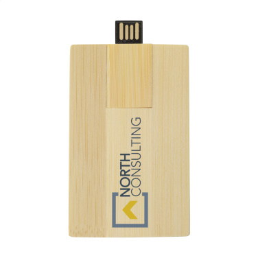 Logo trade business gift photo of: CreditCard USB Bamboo 64 GB