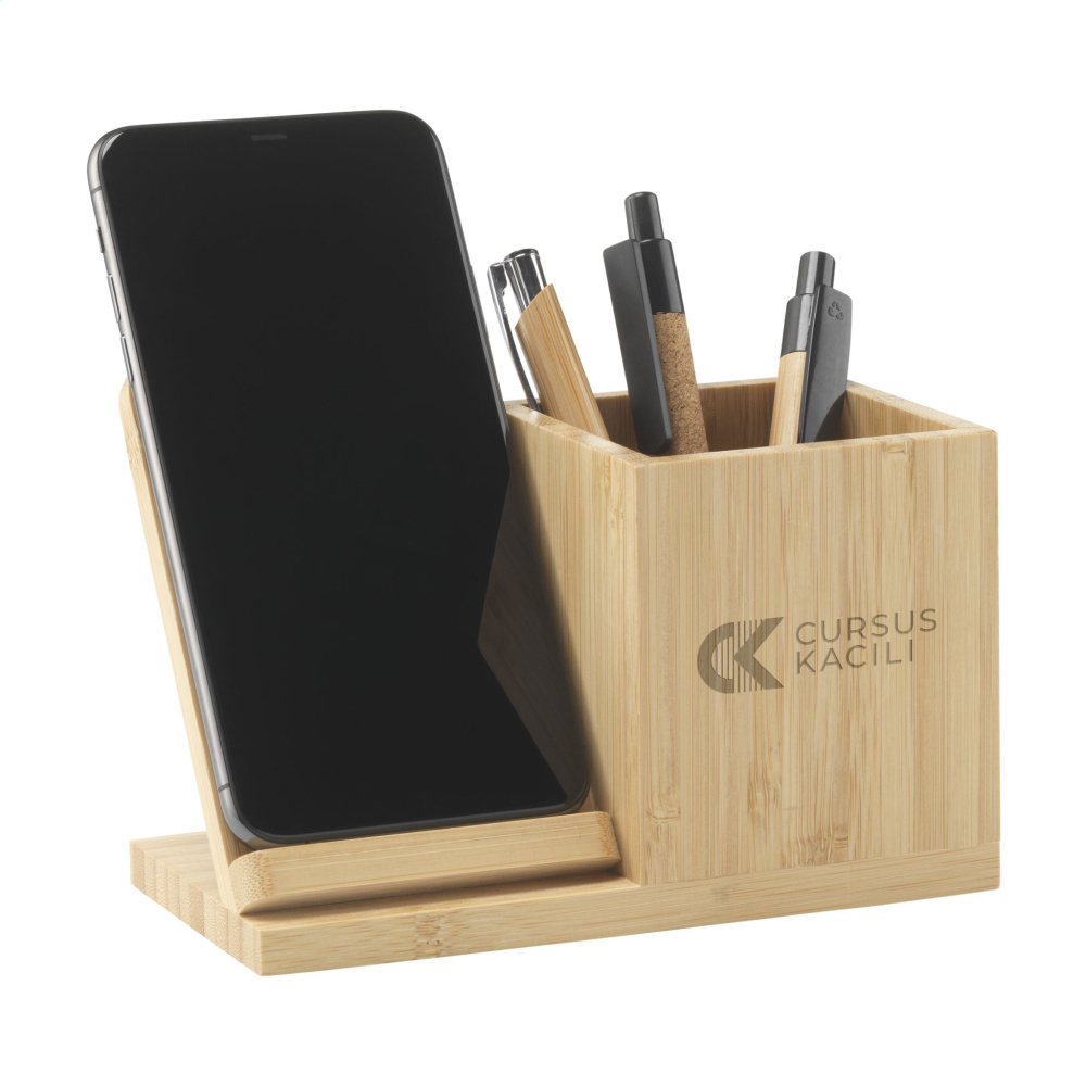 Logo trade advertising product photo of: Bamboo Boss 15W charger/pen holder