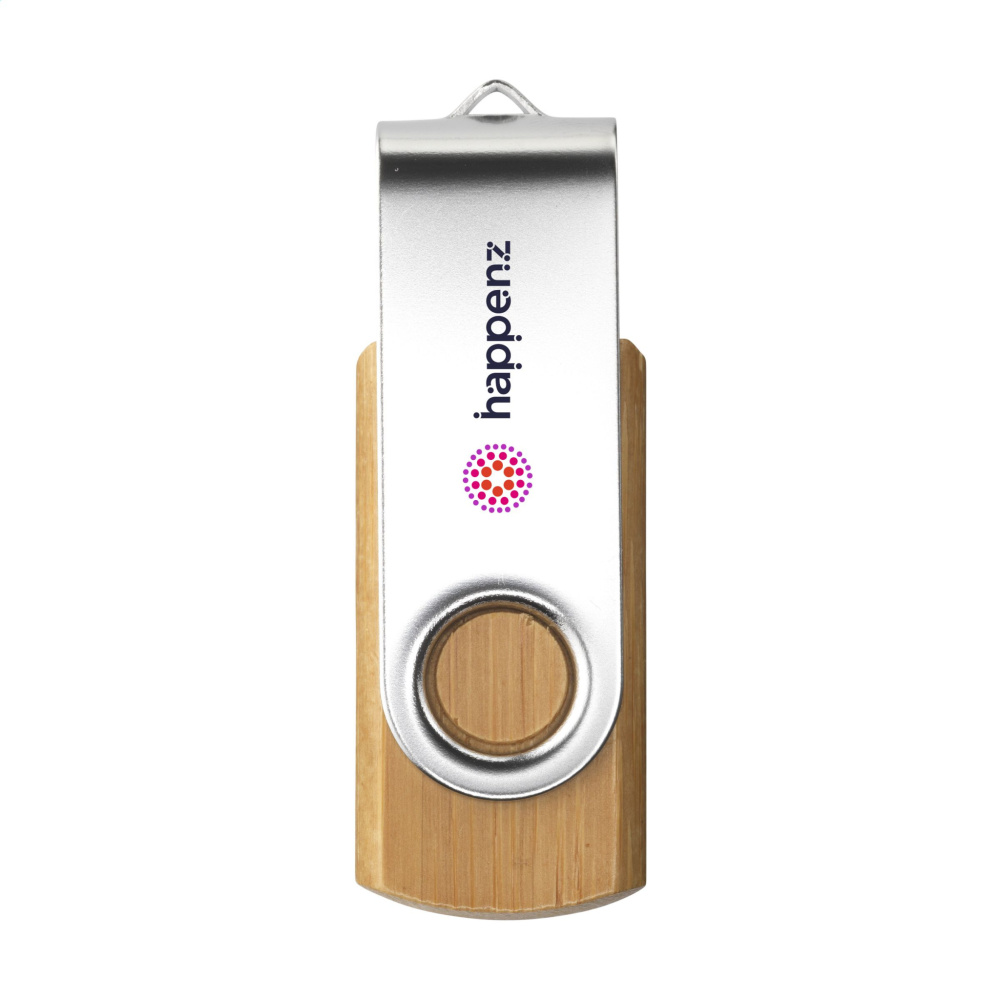 Logo trade business gifts image of: USB Twist Bamboo 32 GB