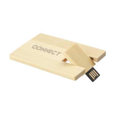 Logo trade promotional giveaways picture of: CreditCard USB Bamboo 32 GB