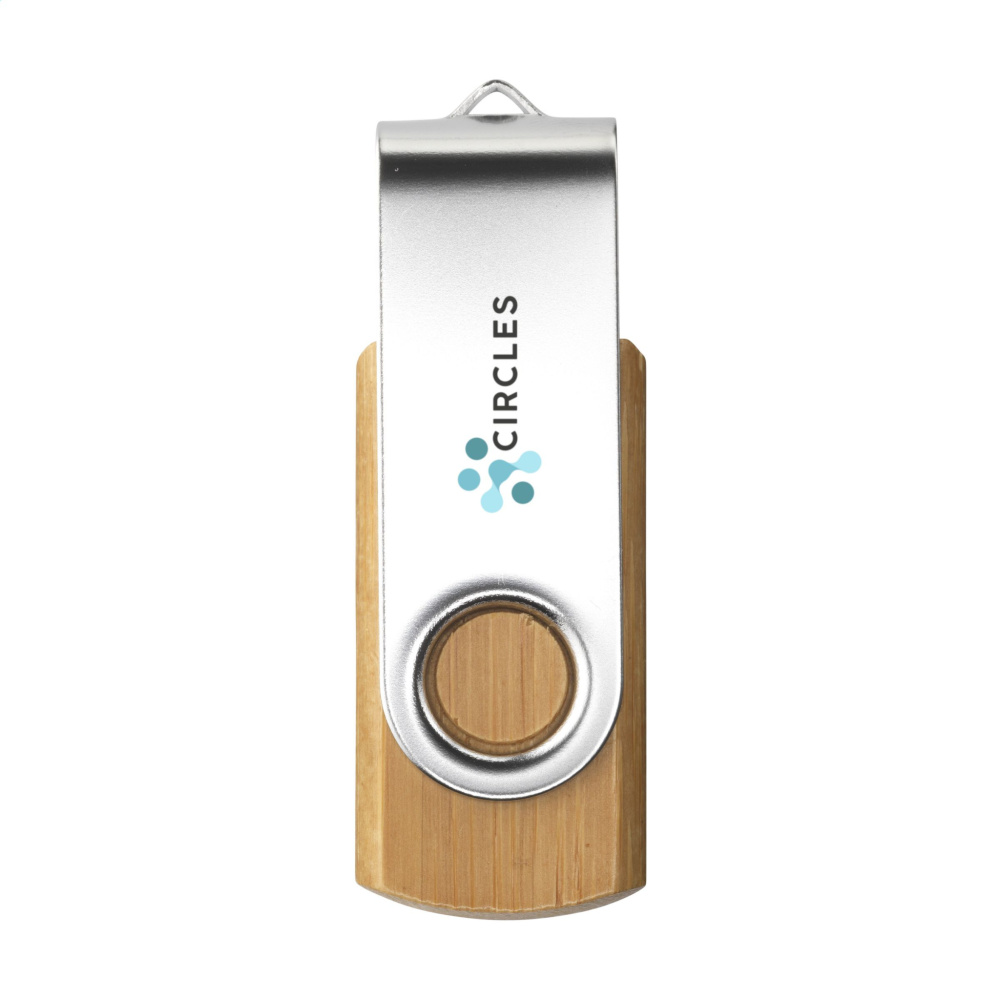 Logo trade corporate gift photo of: USB Twist Bamboo from stock 8 GB