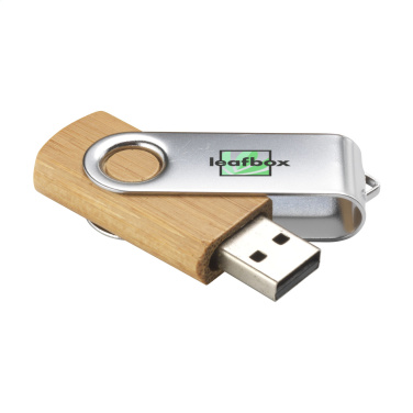 Logo trade business gifts image of: USB Twist Bamboo from stock 8 GB