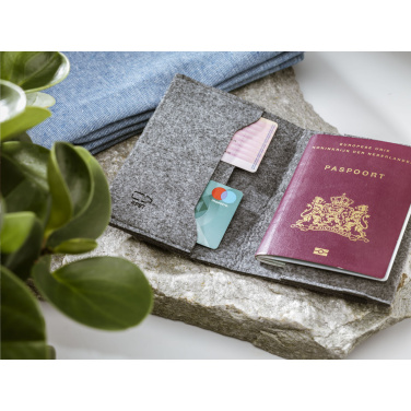 Logo trade business gifts image of: Identify GRS RPET Felt passport holder