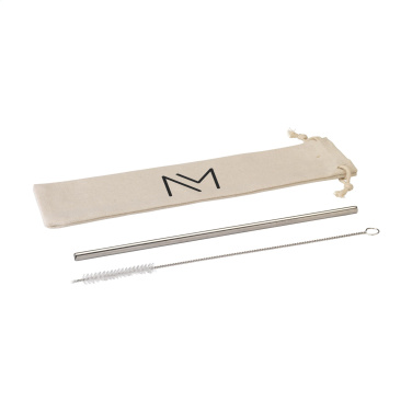 Logo trade promotional giveaway photo of: Reusable 1 piece ECO Straw Set stainless-steel straw