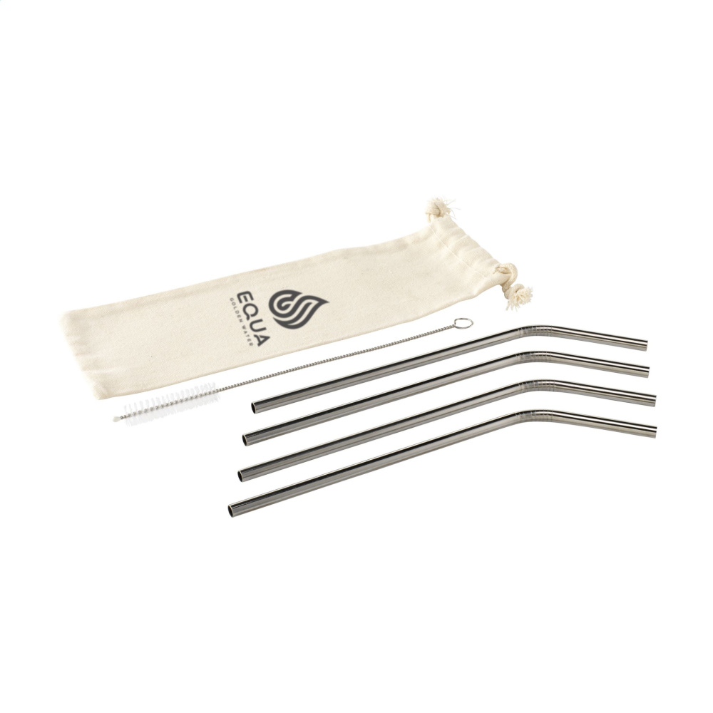 Logotrade promotional product image of: ECO RVS 4 pieces ECO Straw Set stainless-steel straws