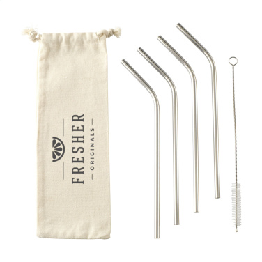 Logotrade promotional giveaways photo of: ECO RVS 4 pieces ECO Straw Set stainless-steel straws