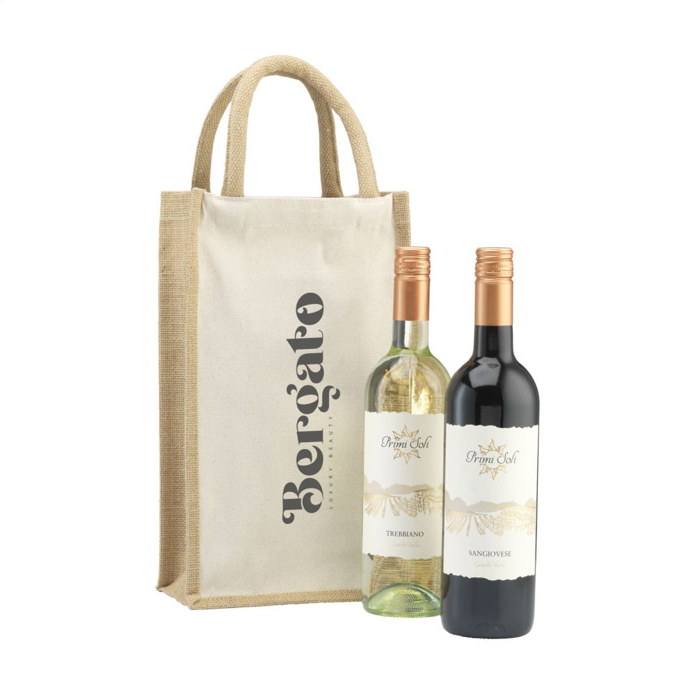 Logo trade business gifts image of: Jute Canvas Double Wine Bag