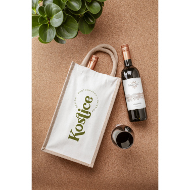 Logotrade promotional merchandise picture of: Jute Canvas Double Wine Bag