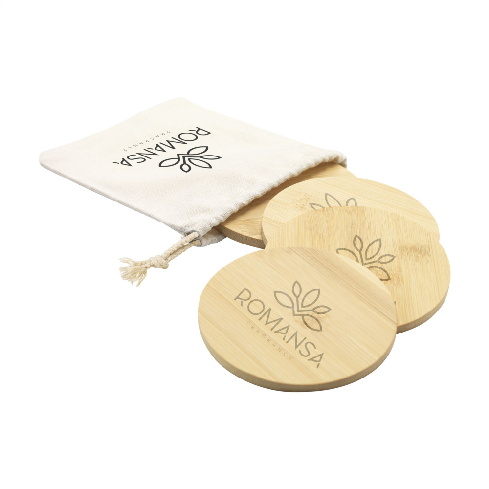 Logo trade corporate gifts image of: Bamboo Coaster Set