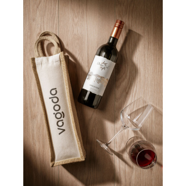 Logo trade promotional merchandise photo of: Jute Canvas Wine Bag