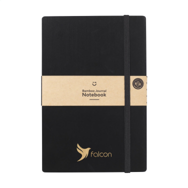 Logo trade promotional giveaways picture of: Bamboo Journal Naked Spine Paper Notebook Black A5