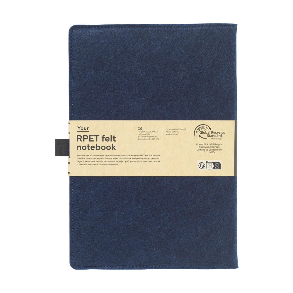 Logo trade promotional items picture of: Felty GRS RPET Paper Notebook A5