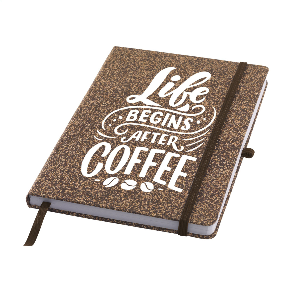 Logo trade promotional merchandise photo of: CoffeeGround Cork Paper Notebook A5