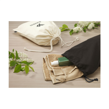 Logo trade promotional items image of: Gift Pouch Natural GRS Recycled Cotton (150 g/m²) L