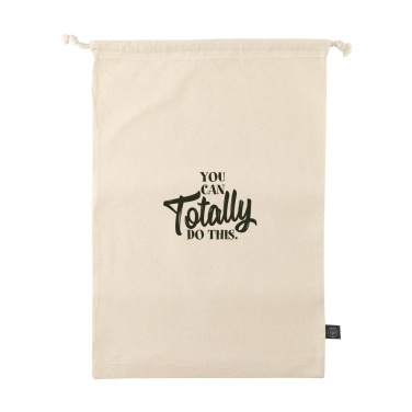 Logo trade promotional products picture of: Gift Pouch Natural GRS Recycled Cotton (150 g/m²) L